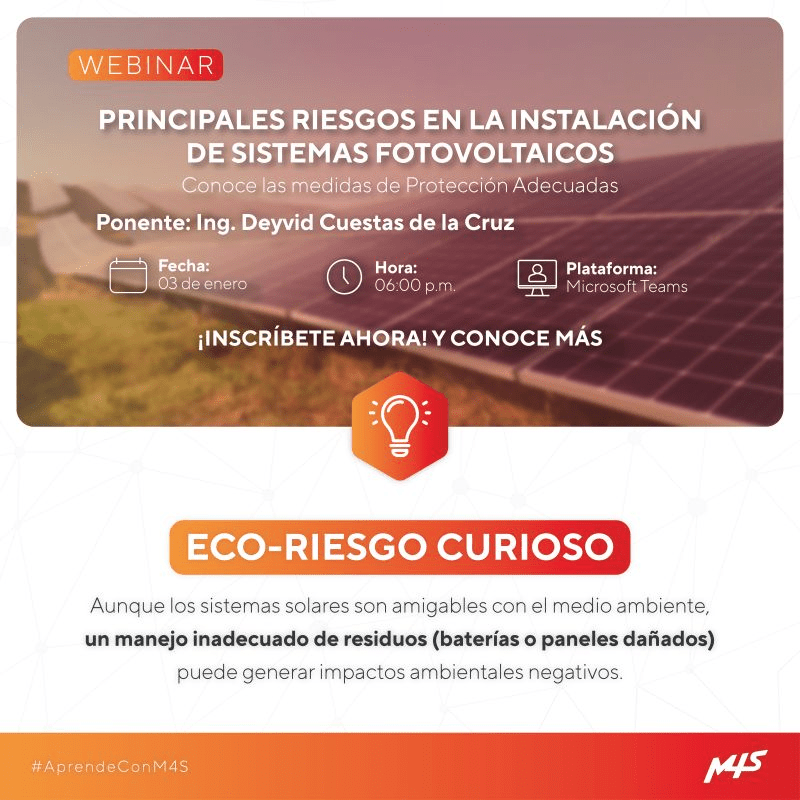 Webinar: Principales riesgos en la instalación de sistemas fotovoltaicos – Conoce las medidas de protección&nbsp;adecuadas